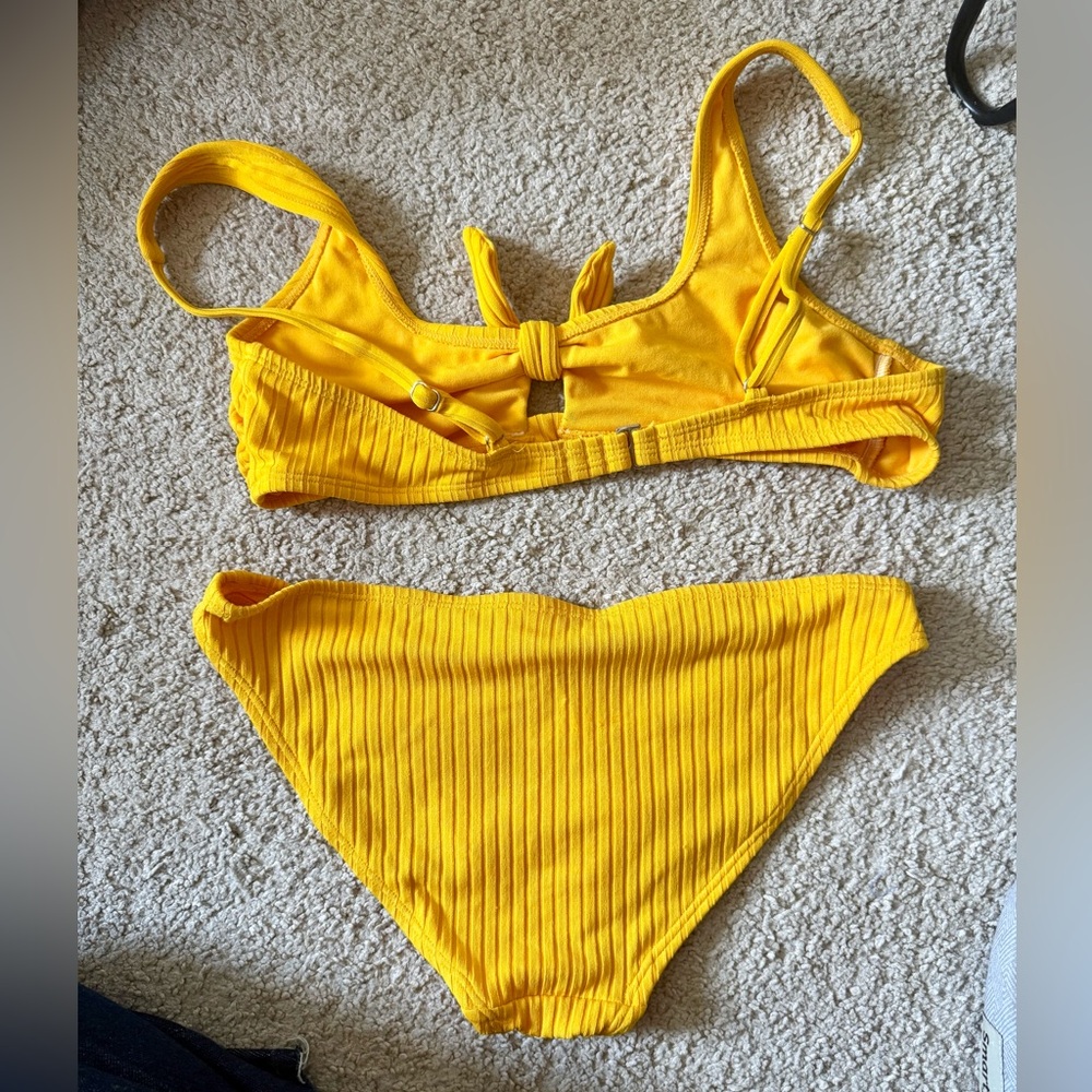 Xhilaration Yellow Ribbed Bikini Set